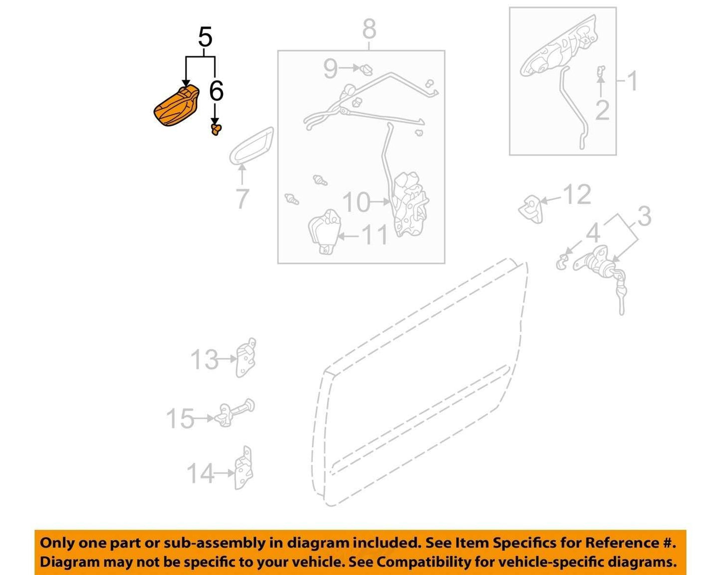 2003-2008 Subaru Forester Rear Left Inner Interior Door Handle OEM