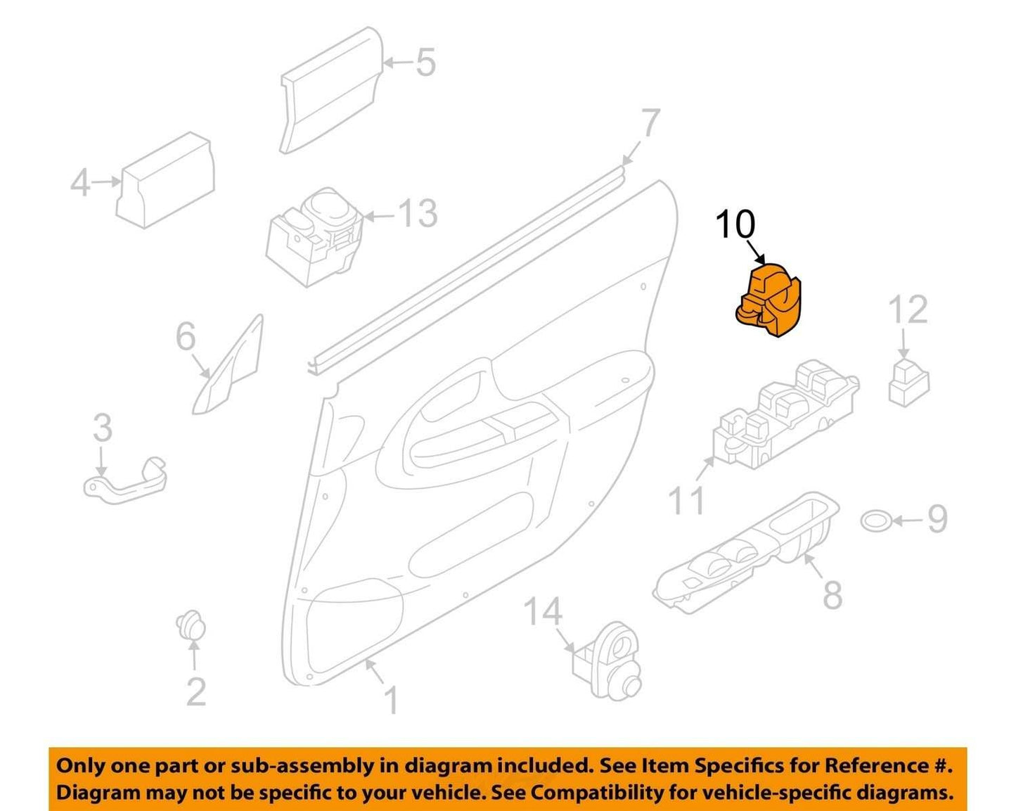 2003-2008 Subaru Forester Right Rear Power Window Switch 83071SA160 OEM