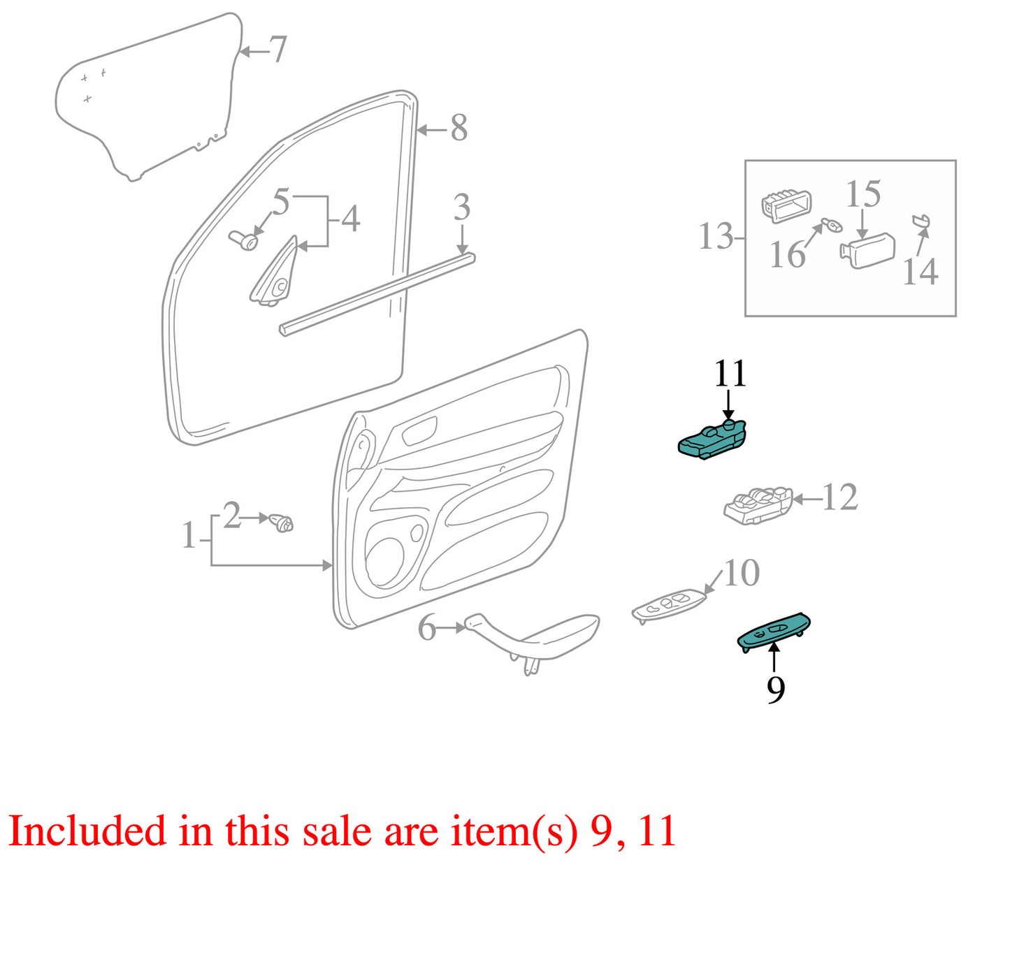2001-2007 Toyota Sequoia Right Front Window Switch and Bezel OEM