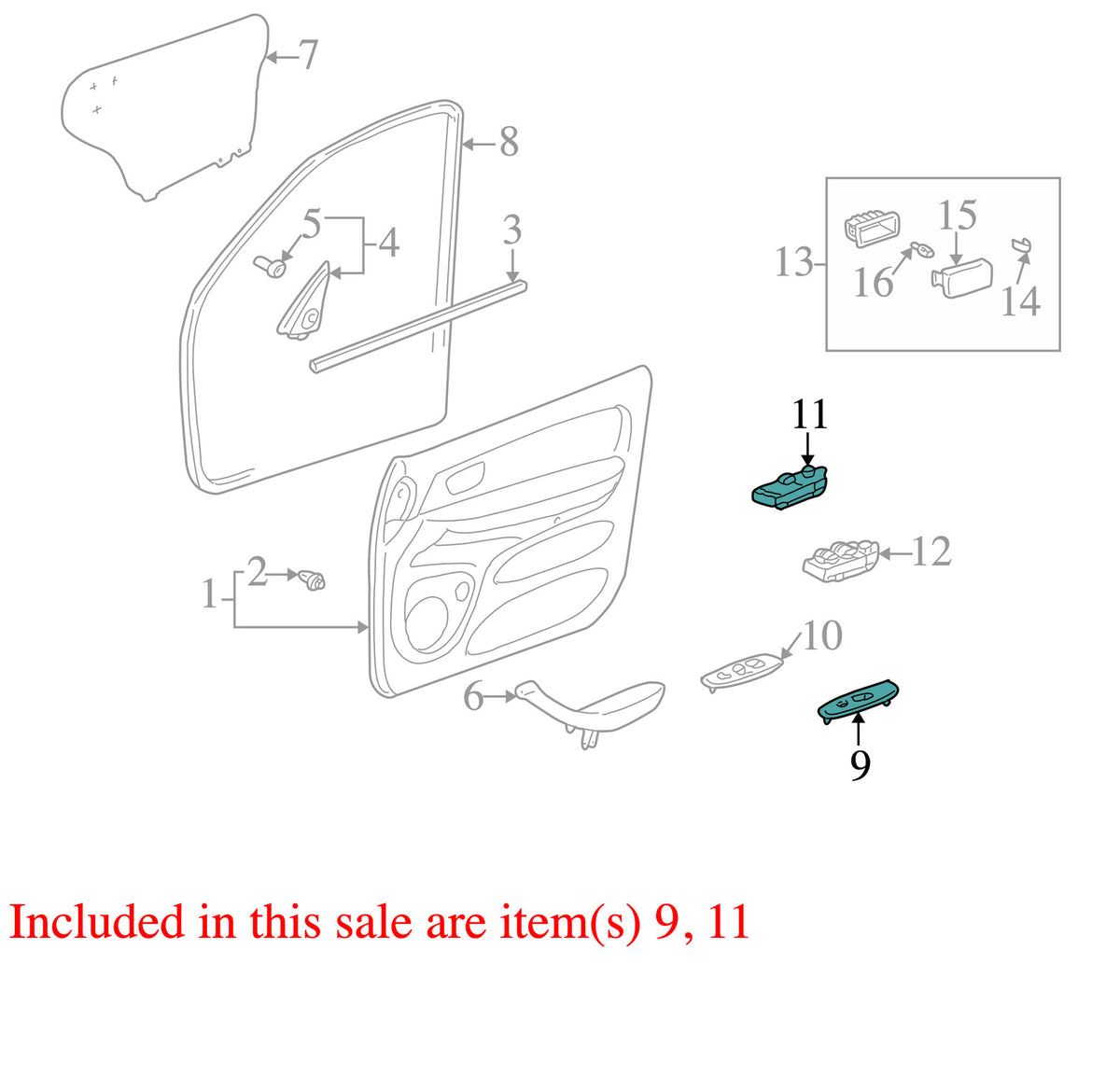 2001-2007 Toyota Sequoia Right Front Window Switch and Bezel OEM 840300C010