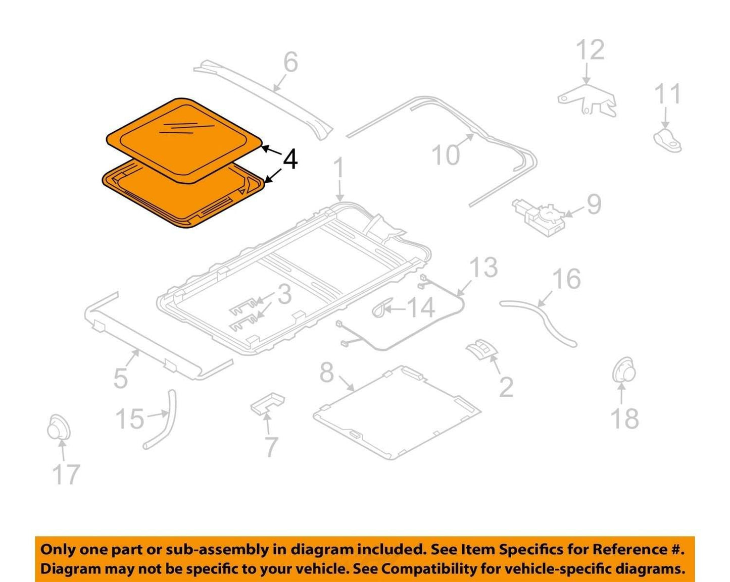 2009-2013 Subaru Forester Roof Sunroof Moonroof Glass OEM 65430SC001