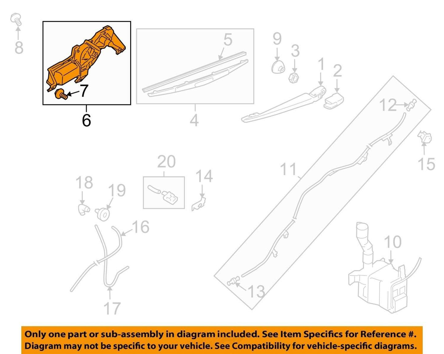 2005-2009 Subaru Outback Rear Windshield Wiper Motor OEM