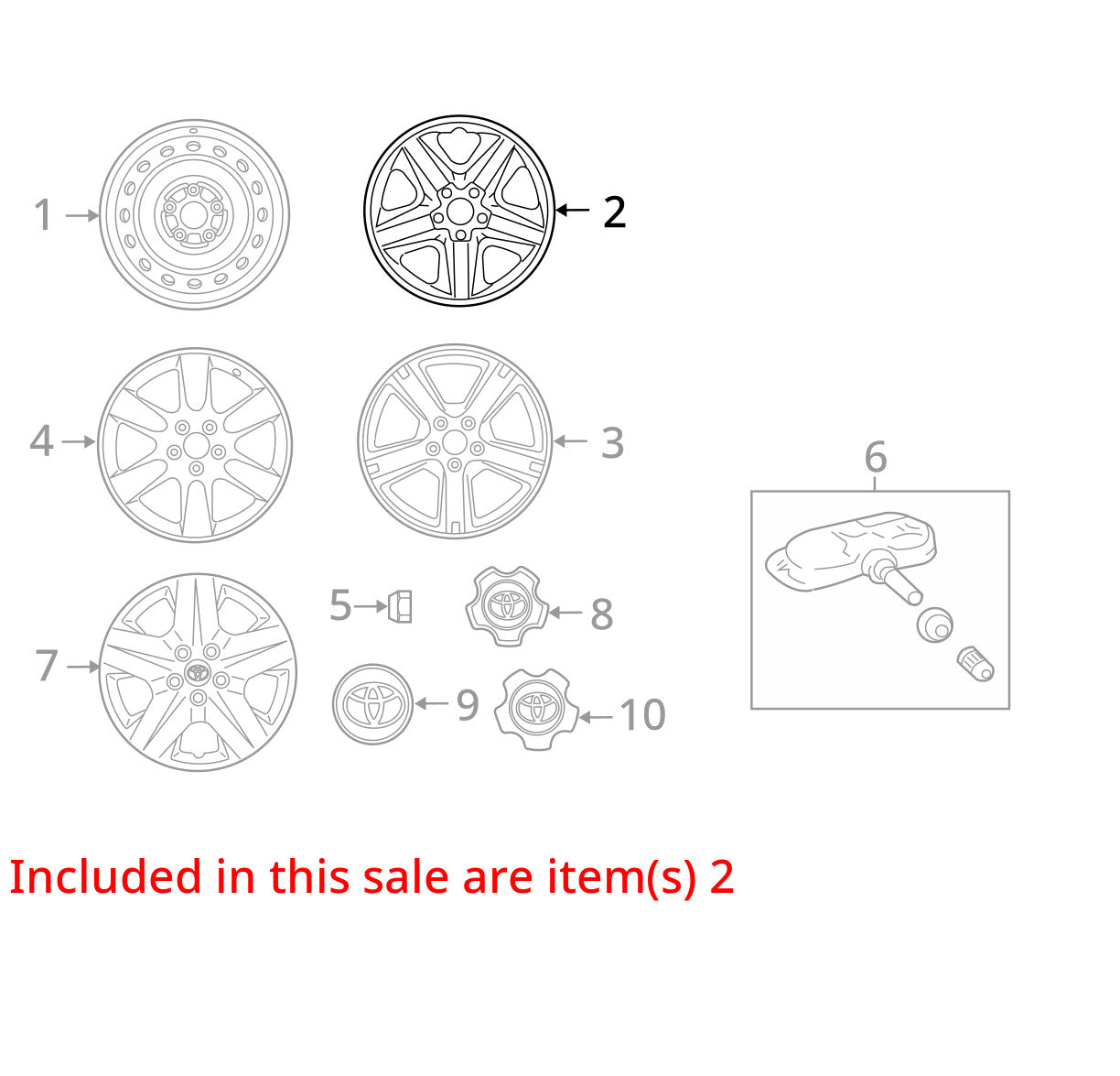 2006-2012 Toyota RAV4 5-SPOKE Wheel 17X6.5J 69506 with Tpms Sensor