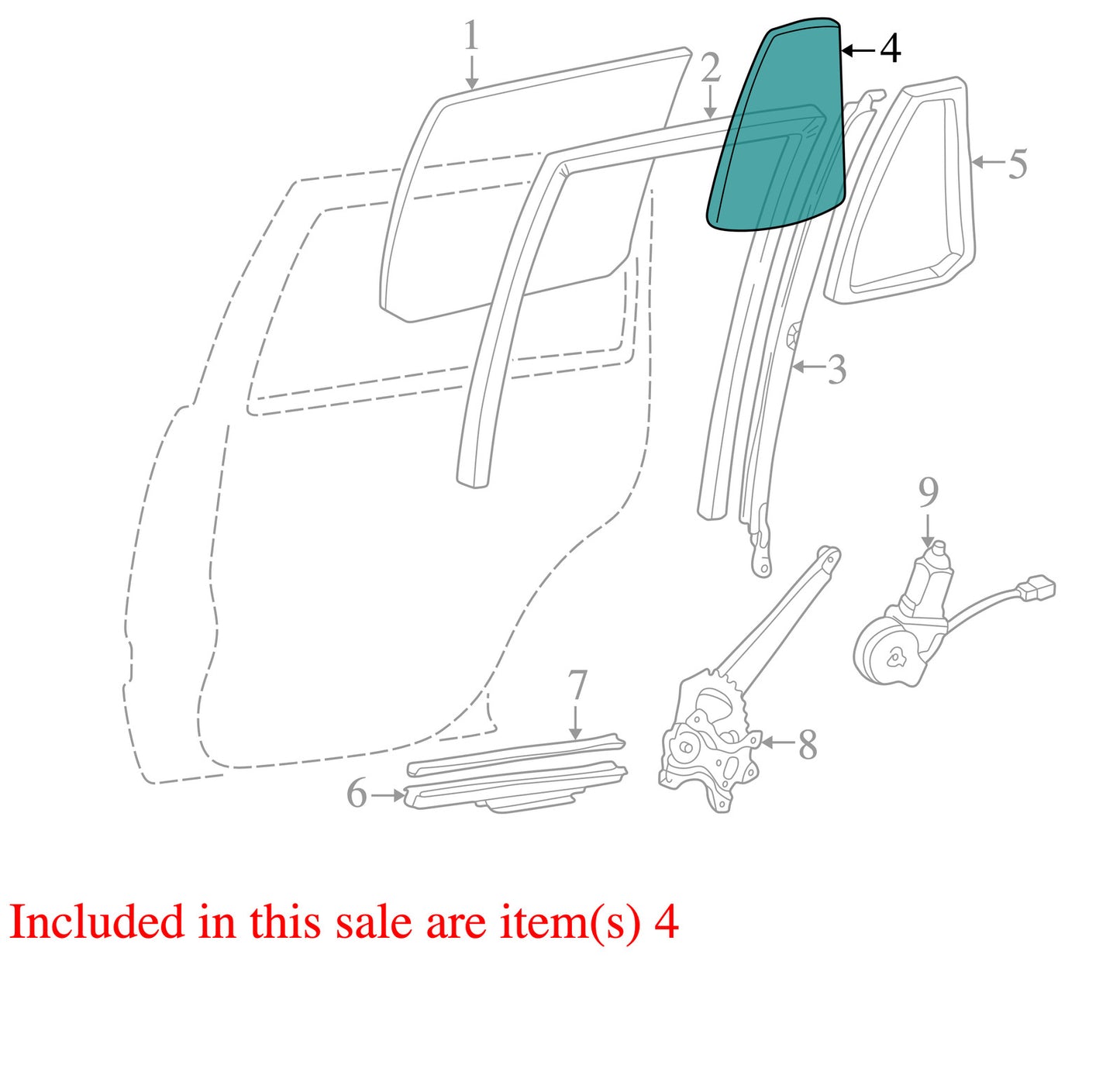 1998-2007 Lexus LX470 Door Window Fixed Vent Glass Rear Left OEM