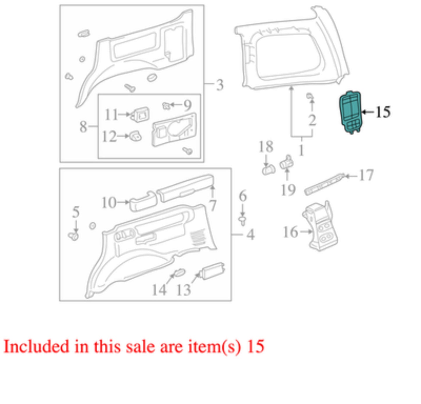 1998-2007 Lexus LX470 Cargo Side Panel Trim Gray 64766-60050 OEM