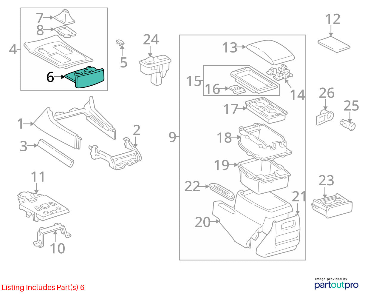 1998-2003 Lexus LX470 Instrument Panel Wood Grain Cup Holder OEM