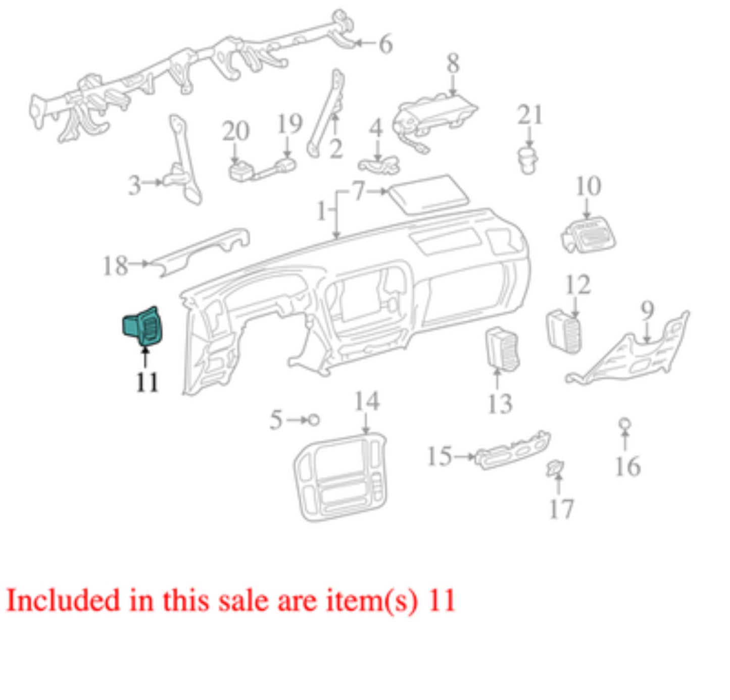 1998-2002 Lexus LX470 Left Front Outer Dashboard Air Vent OEM