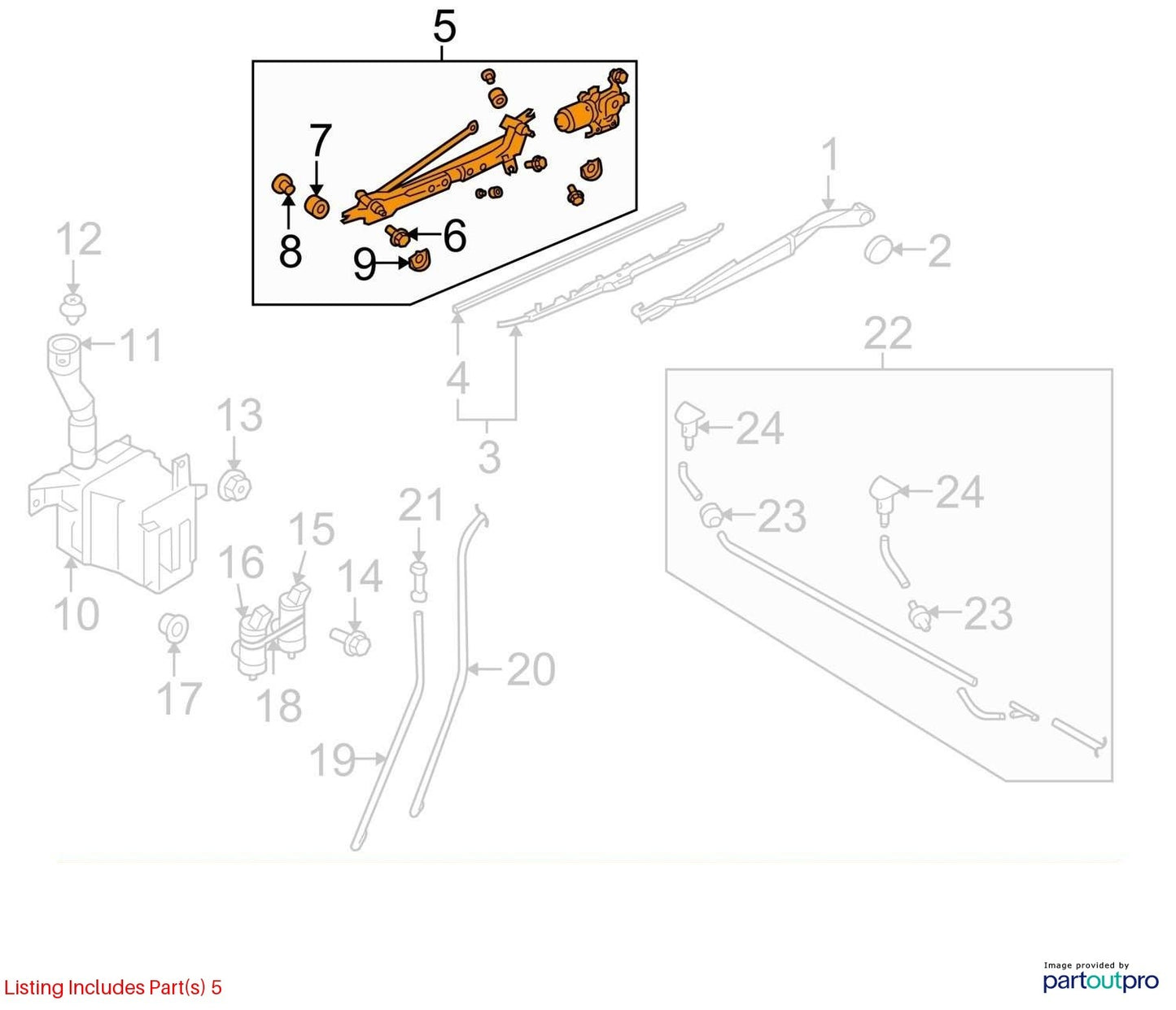 2010-2014 Subaru Outback Wiper Motor and Linkage 86510AJ00D Assembly OEM