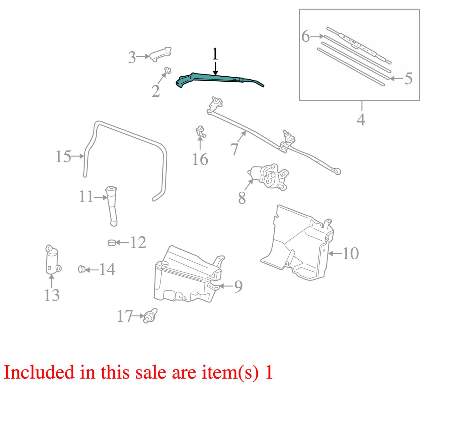 2000-2007 Lexus LX470 Right Front Windshield Wiper Arm OEM