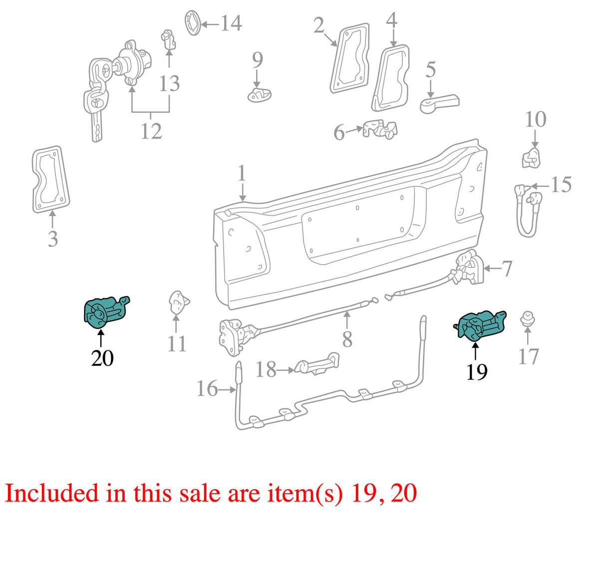 1998-2007 Lexus LX470 Rear Tailgate Hinge Set OEM 6611060020