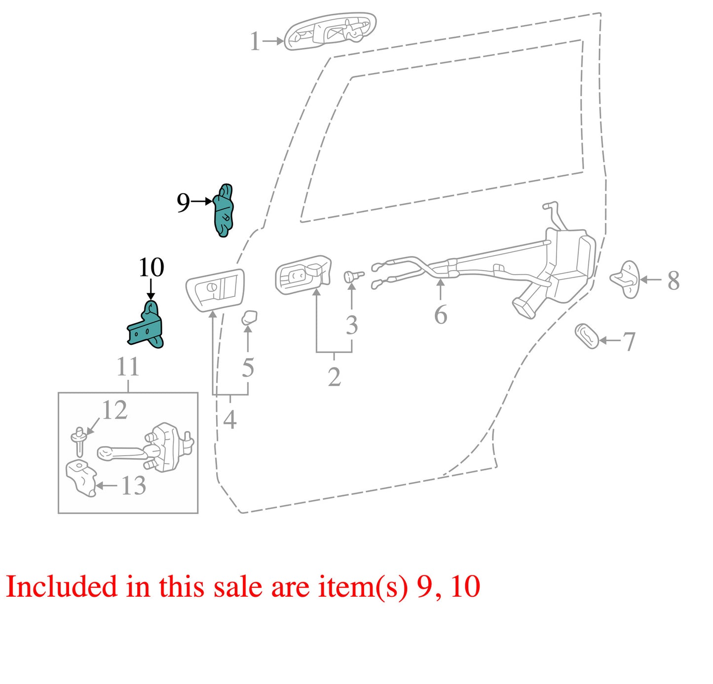 1998-2007 Lexus LX470 Right Rear Door Hinge Set OEM