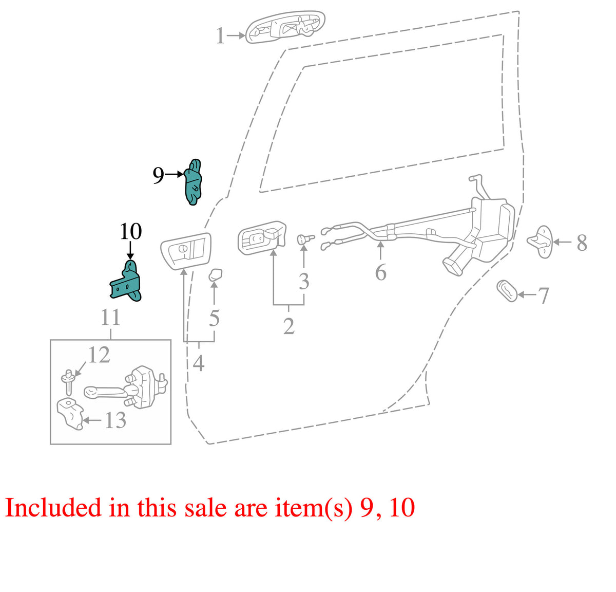 1998-2007 Lexus LX470 Right Rear Door Hinge Set OEM 6877060031
