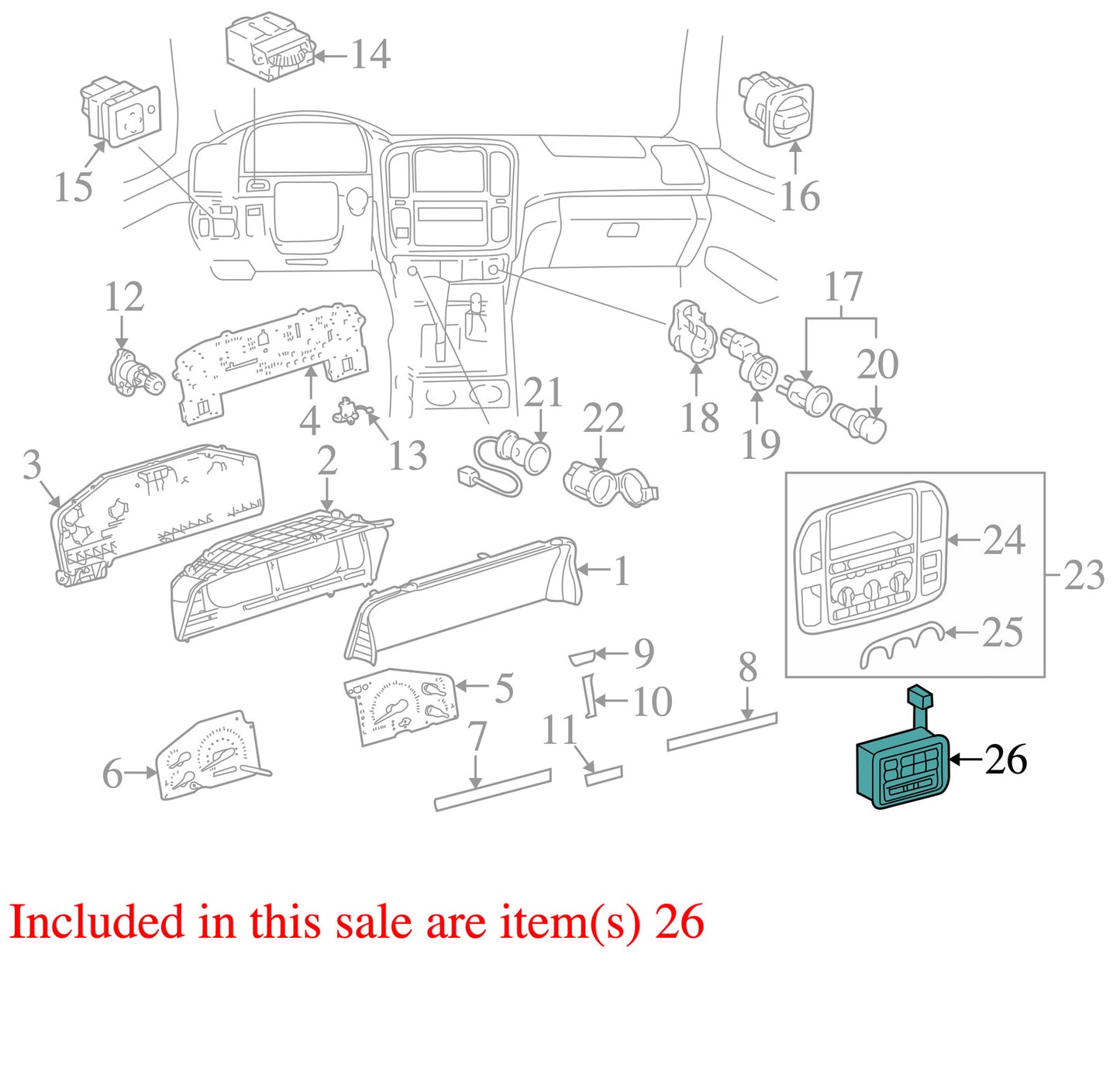 1998-2002 Lexus LX470 Rear A/C Heater Climate Control Switch OEM