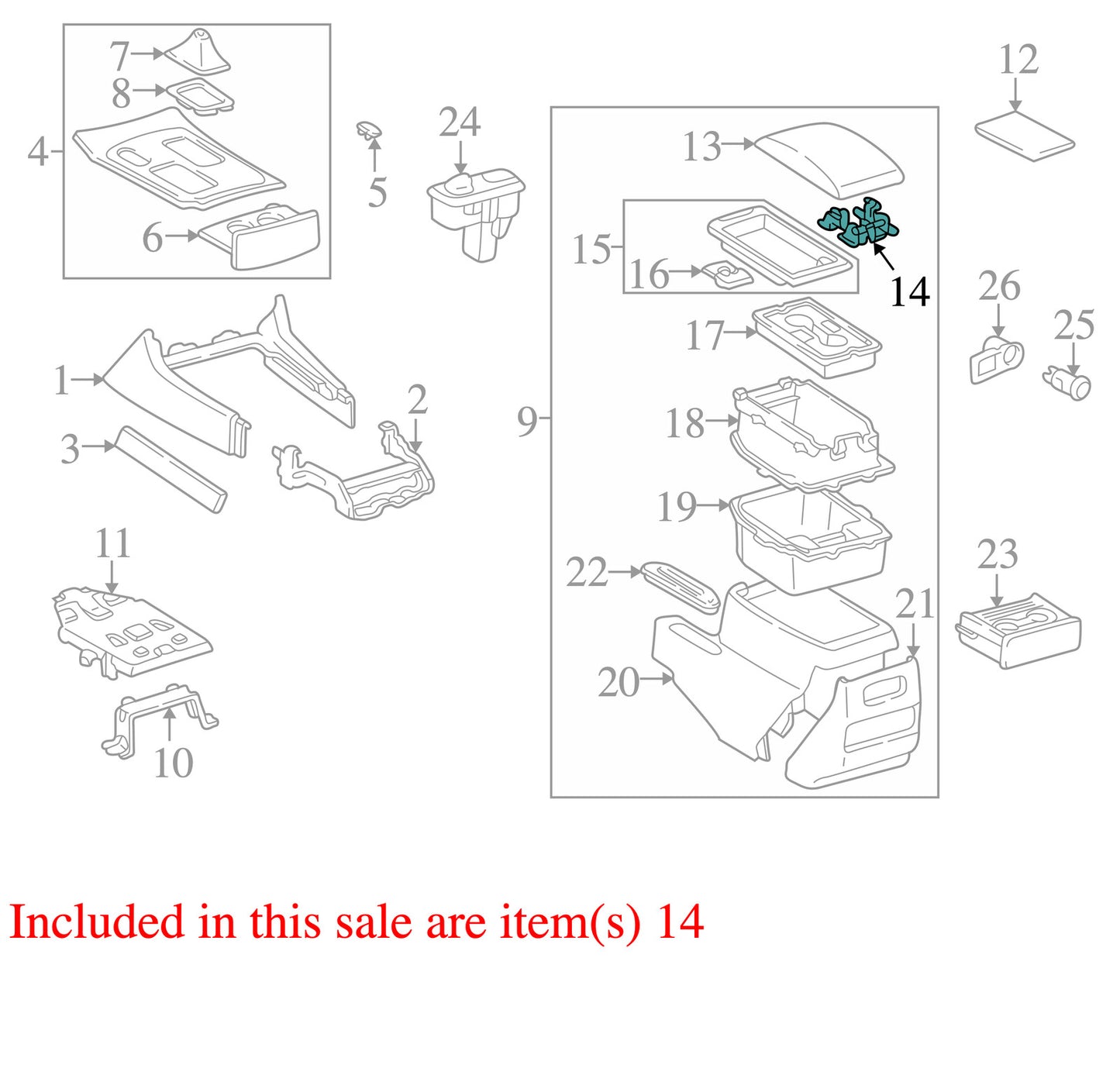 2000-2003 Lexus LX470 Center Console Hinge OEM