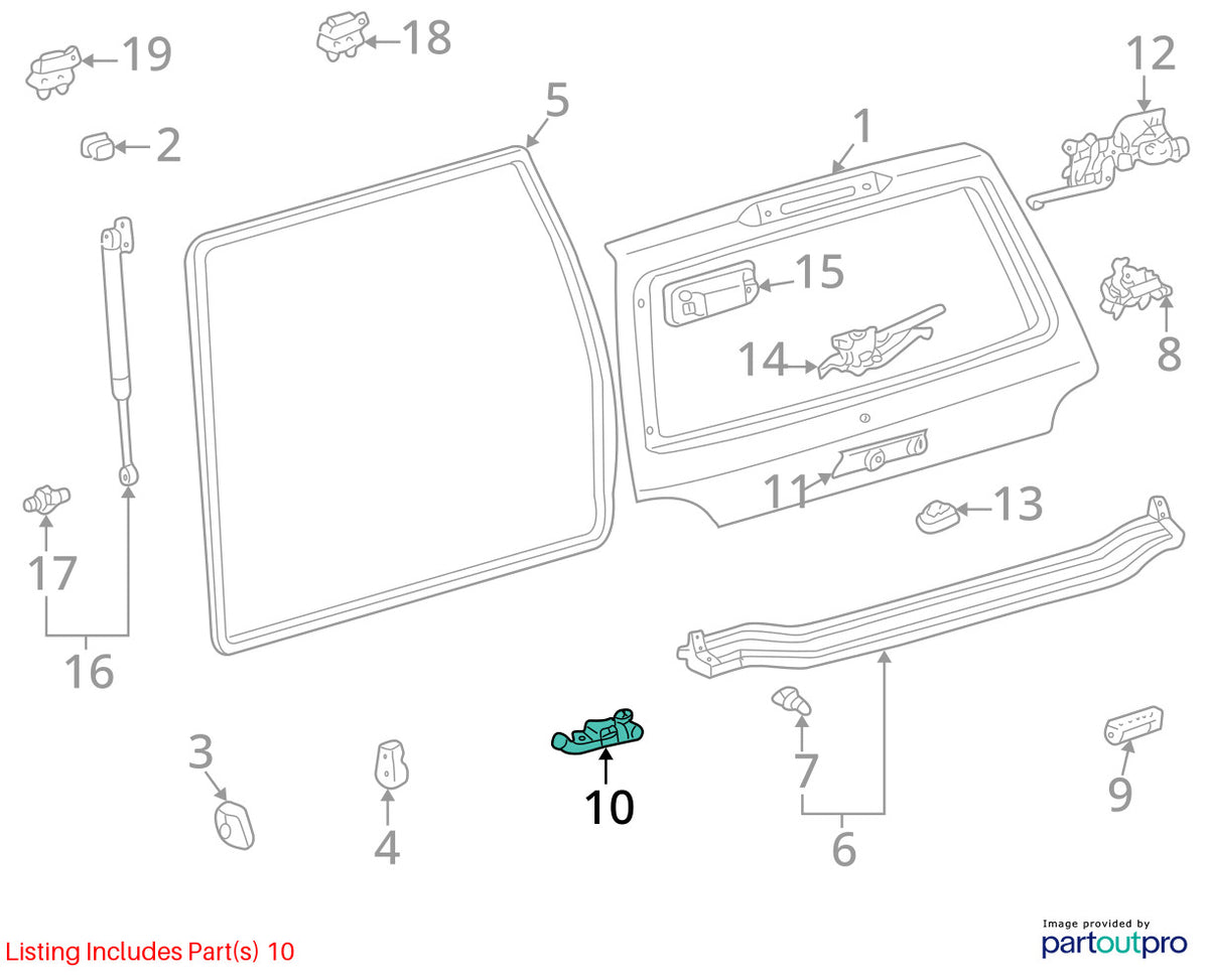 1998-2002 Lexus LX470 Rear Liftgate Latch Lock OEM 69350-60120