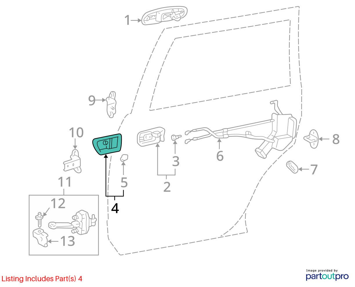 1998-2002 Lexus LX470 Right Rear Interior Door Handle Bezel Trim OEM