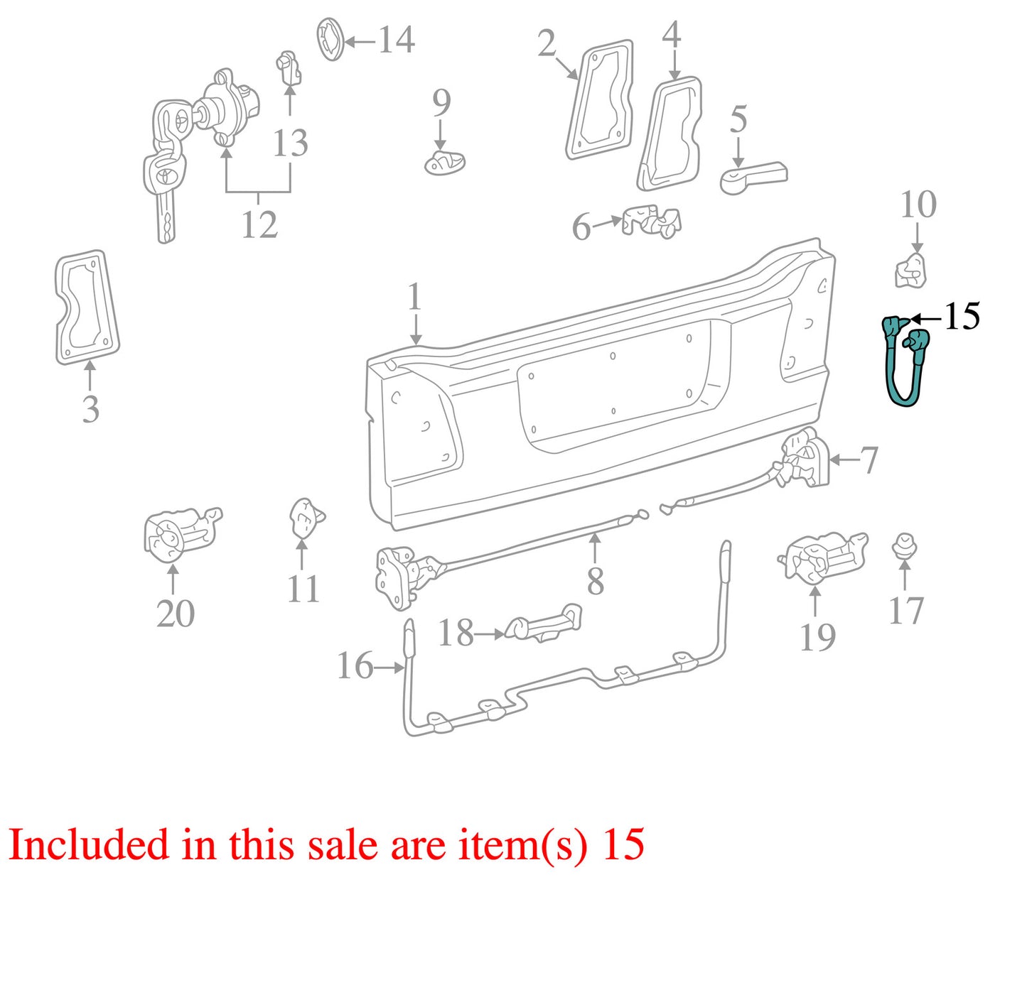 1998-2007 Lexus LX470 Tailgate Support Cable OEM