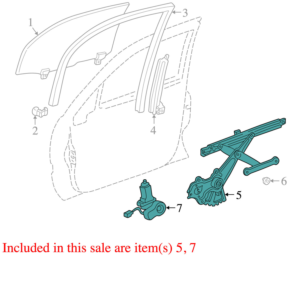 1998-2007 Lexus LX470 Right Front Window Regulator and Motor OEM 6980260070
