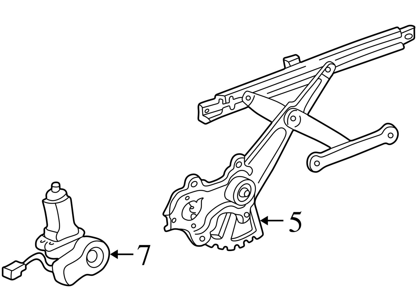 1998-2007 Lexus LX470 Right Front Window Regulator and Motor OEM
