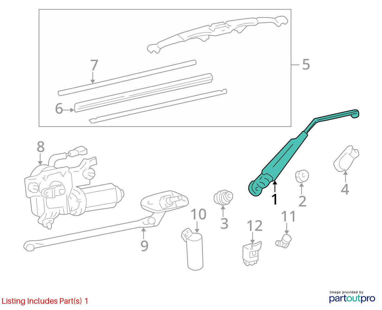 1998-2007 Lexus LX470 Rear Windshield Wiper Arm 8524160070 OEM