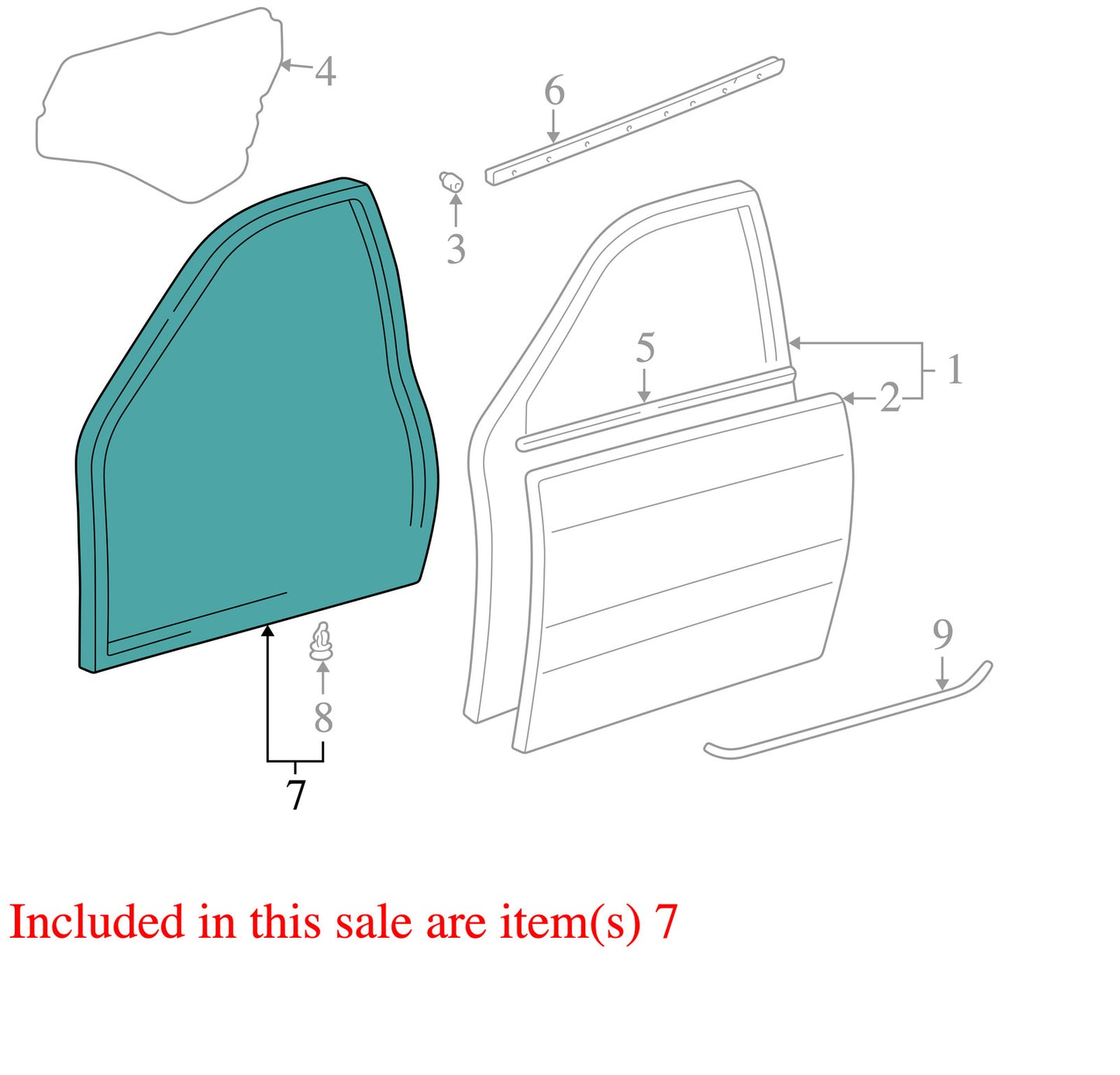Lexus LX470 Front Right Door Weatherstrip (On Body) 1998-2002 Gray OEM