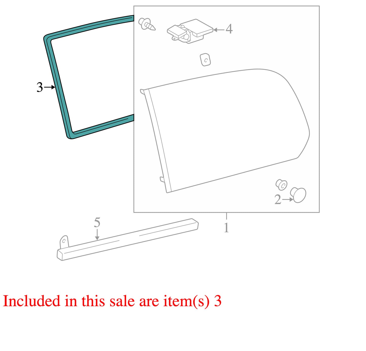 1998-2007 Lexus LX470 Left Rear Quarter Glass Seal OEM