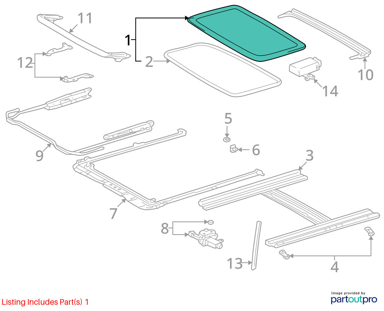 1998-2002 Toyota Corolla Sunroof Sun Moon Roof Top Glass Window 63201-02020