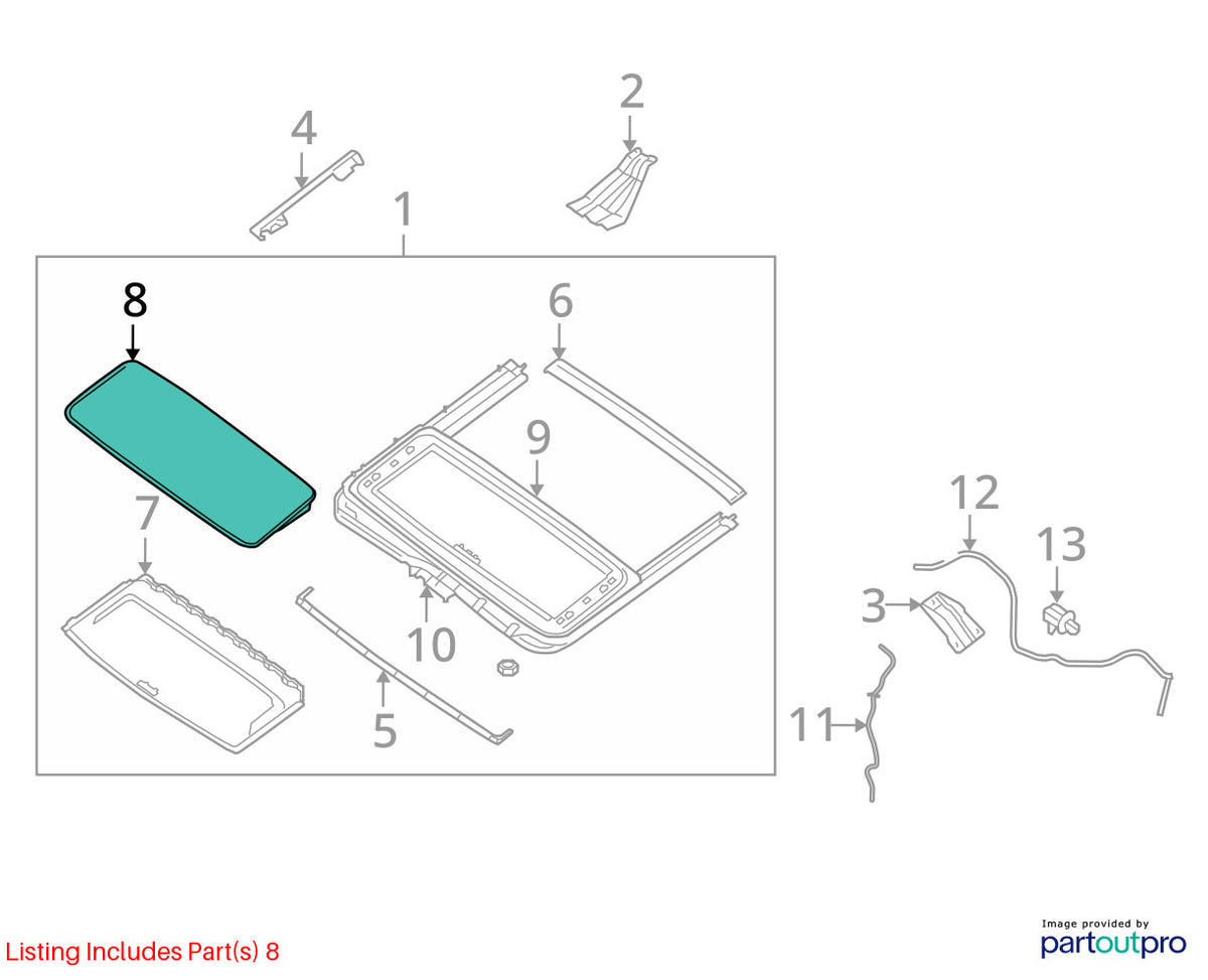 2004-2010 Infiniti QX56 Sunroof Sun Moon Roof Top Factory Glass OEM 912107S010