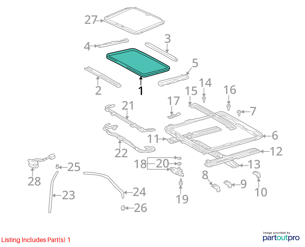 1999-2003 Lexus RX300 Sunroof Glass Tinted Factory OEM 6320148020