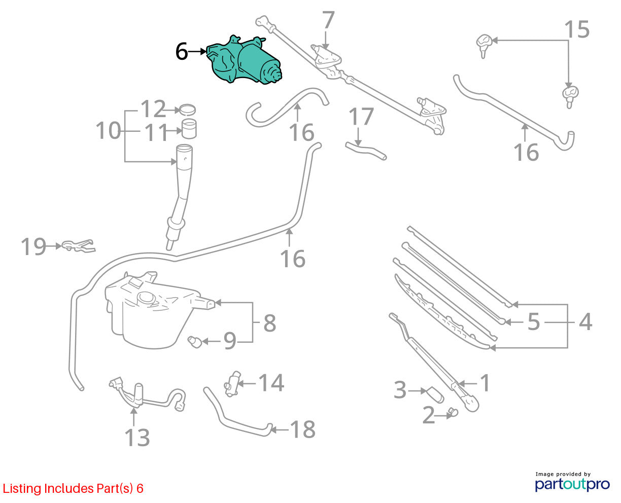 2000-2006 Toyota Tundra Windshield Wiper Motor OEM