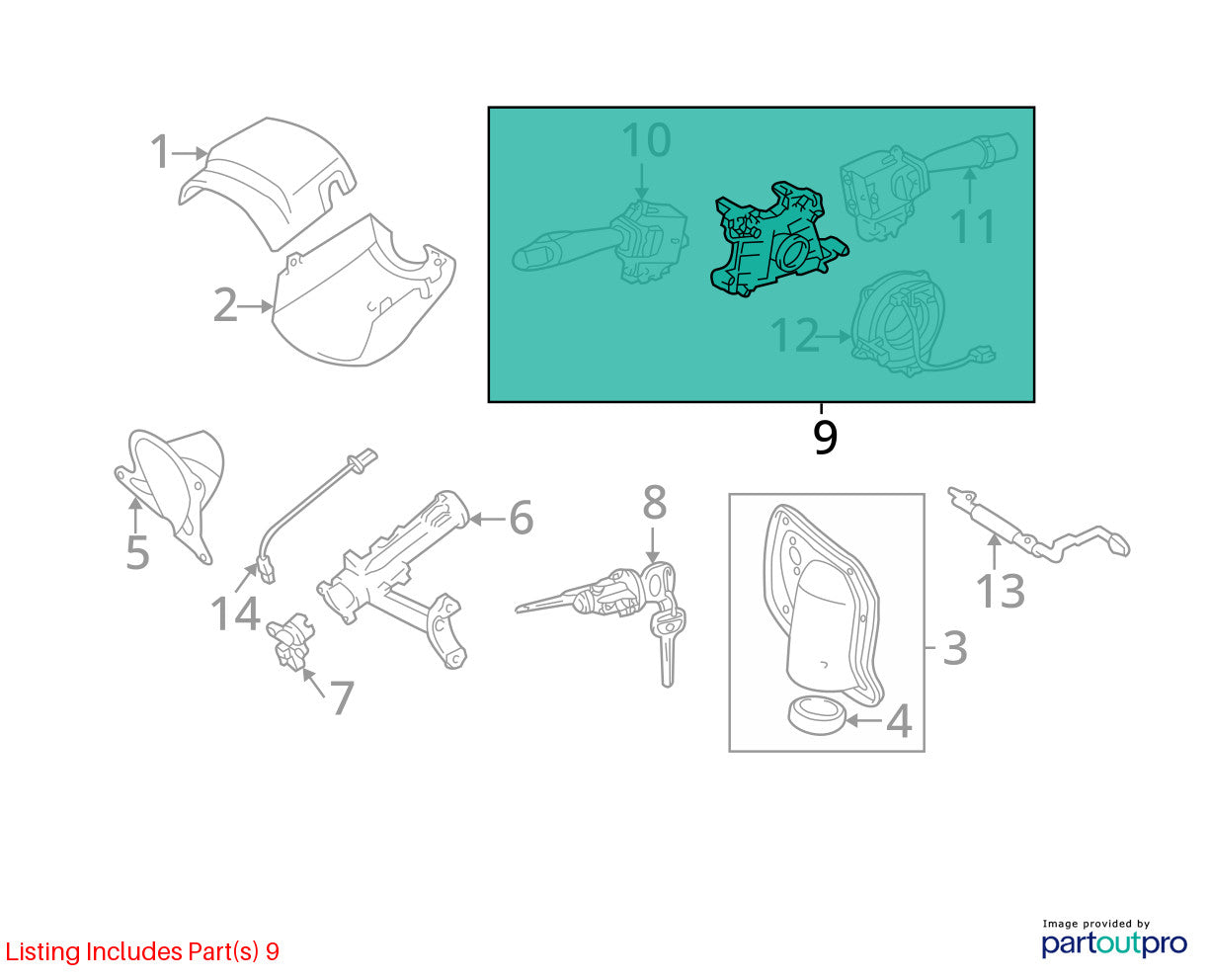 2003-2004 Toyota Tundra Steering Column Combination Switch Mount Support OEM