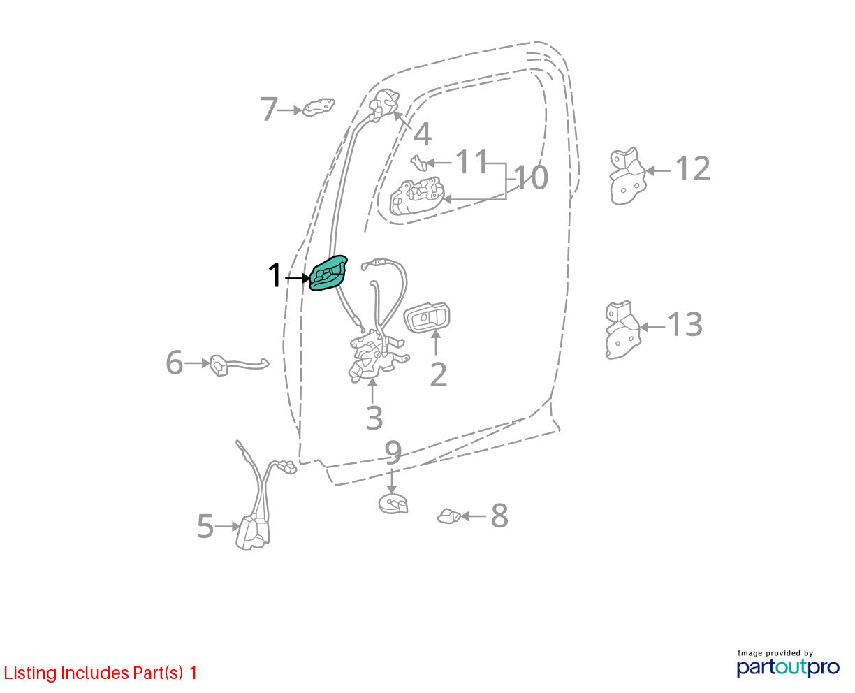 2000-2005 Toyota Tundra Access Cab Left Rear Interior Door Handle OEM