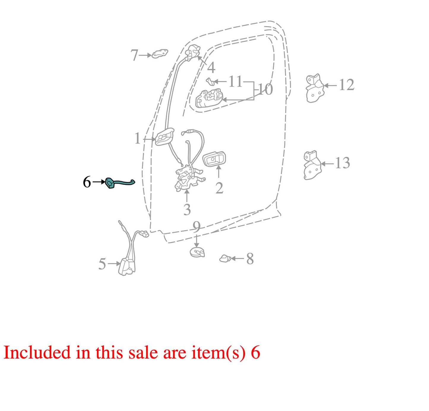 2000-2006 Toyota Tundra Rear Right Side Door Latch Lock Operating Rod OEM