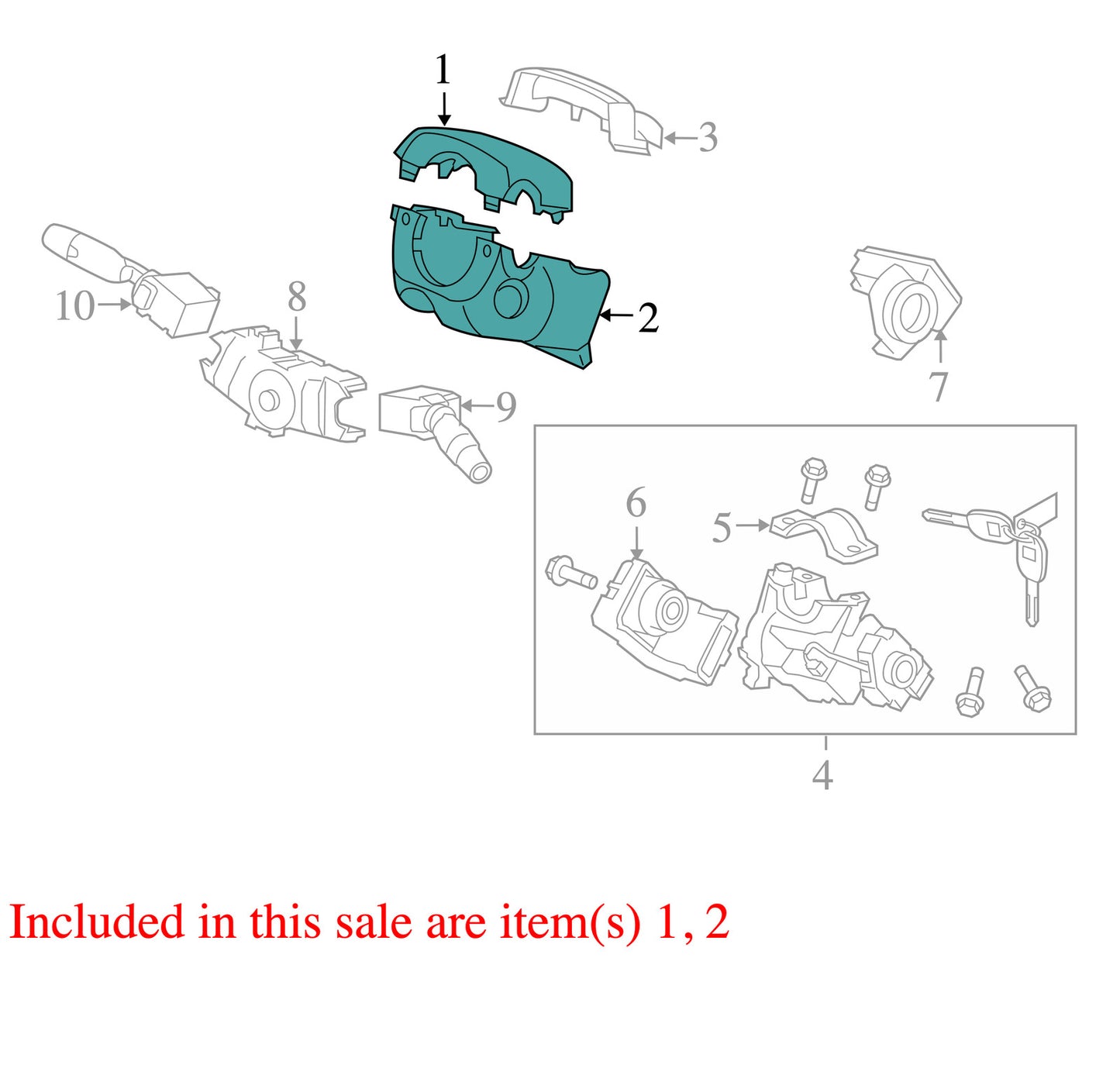 2009-2015 Honda Pilot Steering Column Shroud Black Cover OEM