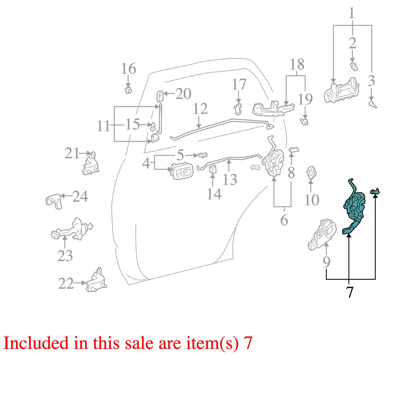 1996-2002 Toyota 4Runner Rear Right Door Latch 6934035140 Assembly