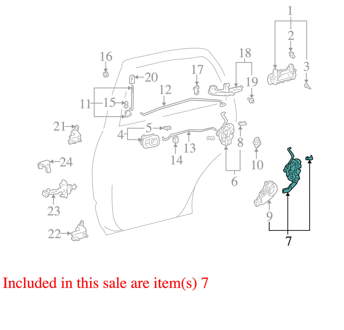 1996-2002 Toyota 4Runner Rear Right Door Latch Assembly 6934035140