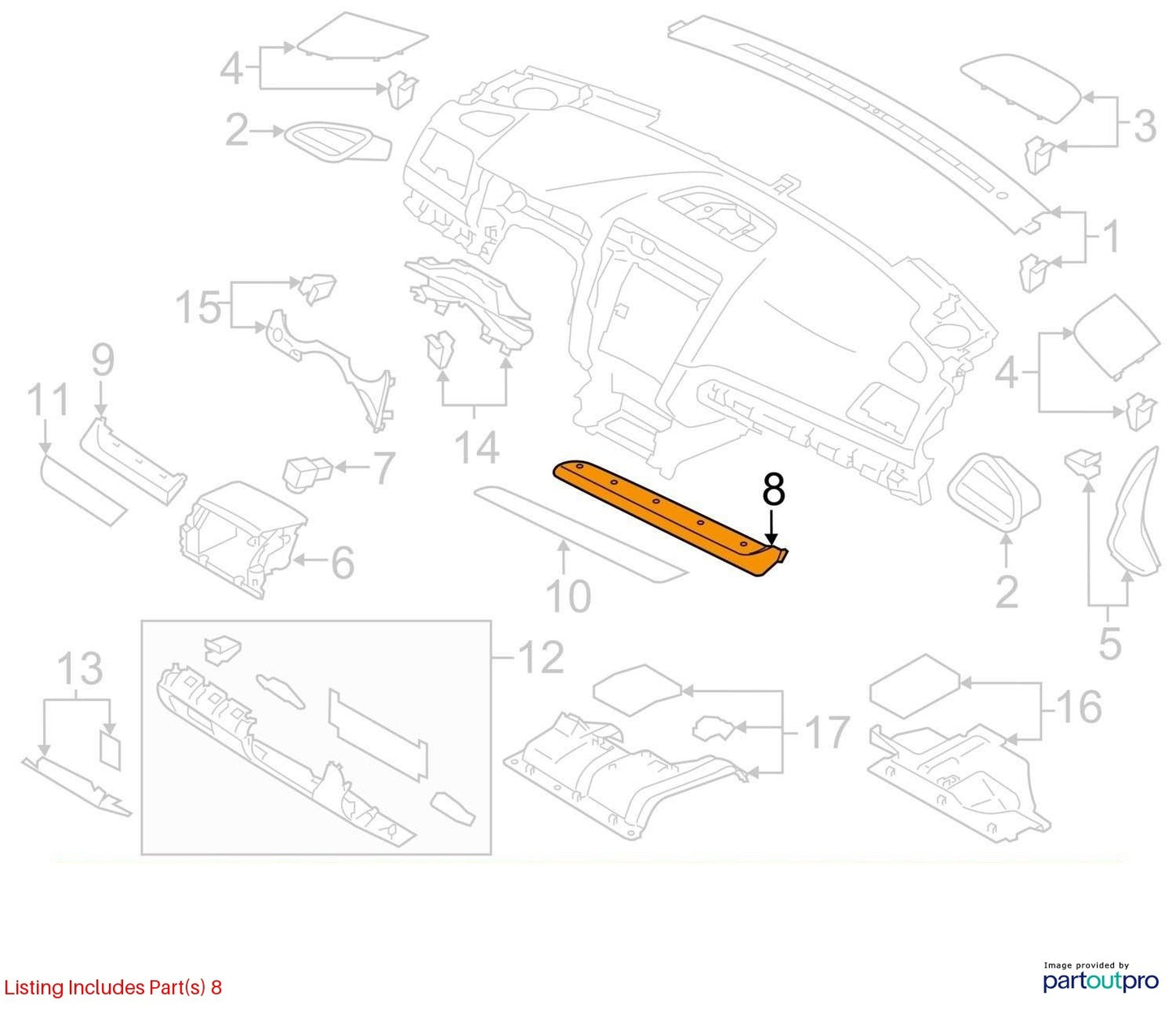 2015-2019 Subaru Outback Dash Dashboard Front Right Trim Panel "P" Bezel OEM