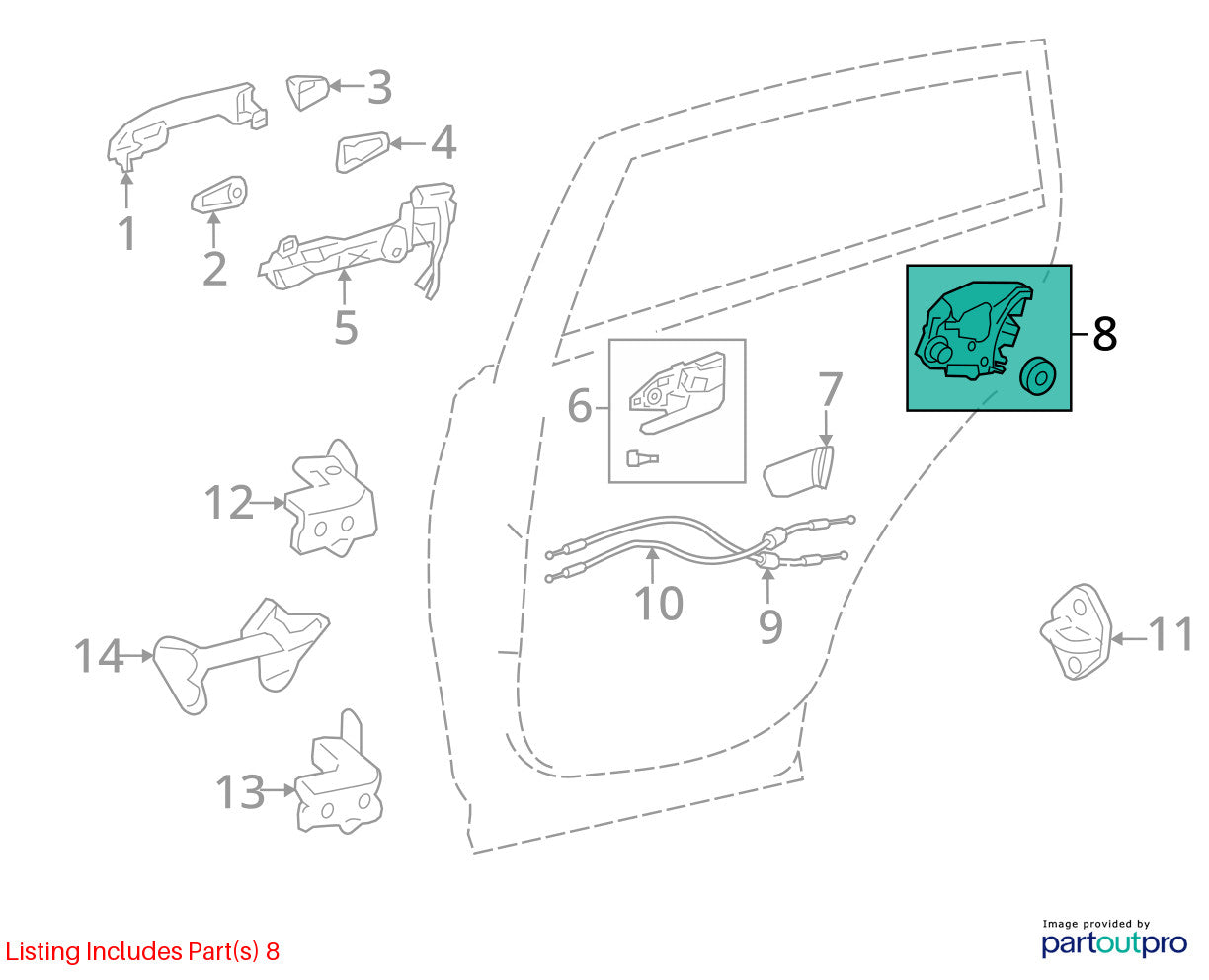 2008-2013 Toyota Highlander Door Latch Assembly Left Rear OEM