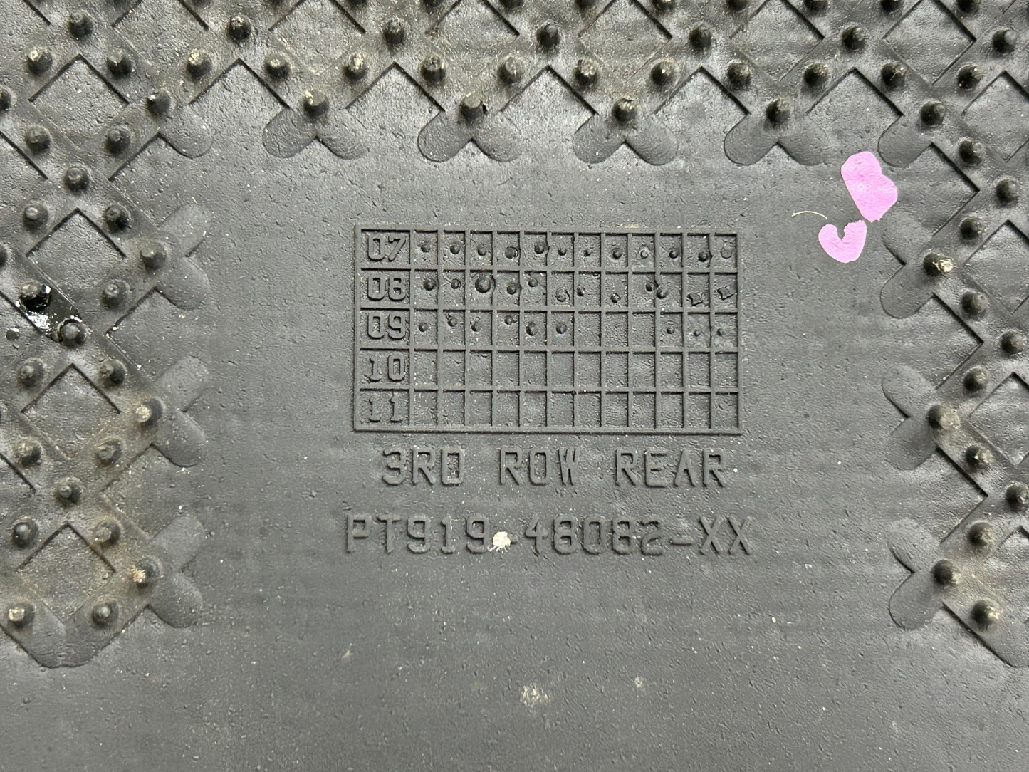 2008-2011 Toyota Highlander 3rd Row Floor Mat Carpet Black OEM