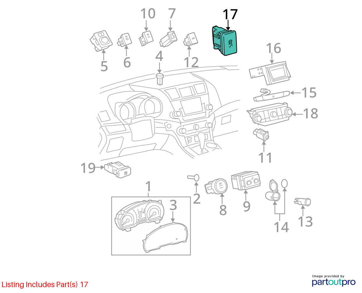 2008-2013 Toyota Highlander Traction Control Switch Button 84988-0E070 OEM
