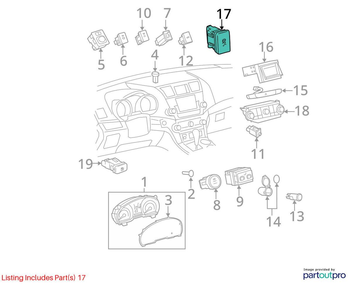 2008-2013 Toyota Highlander Traction Control Switch Button OEM 84988-0E070