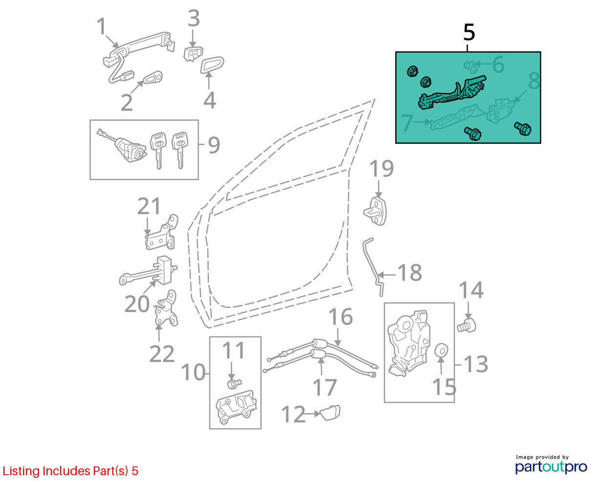2008-2013 Toyota Highlander Right Front Exterior Door Handle Gray CC 1G3 OEM