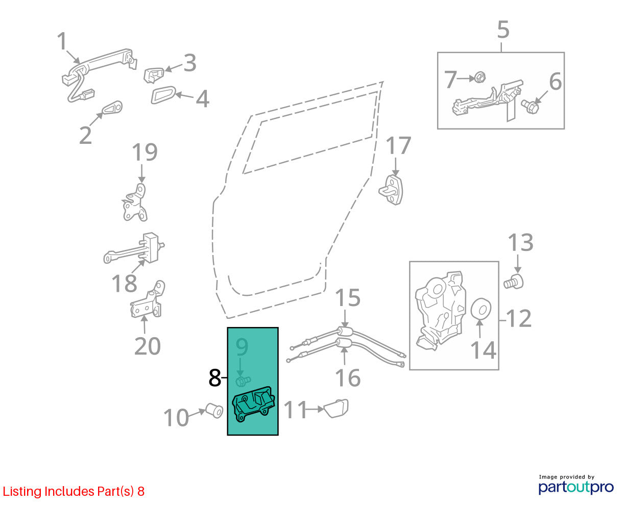 2008-2013 Toyota Highlander Left Front Door Interior Handle OEM