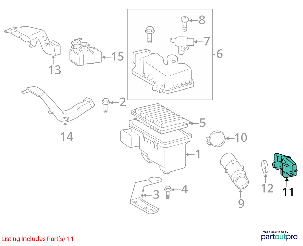 2008-2013 Toyota Highlander Air Intake Hose and Resonator 3.6L OEM 17880-OP130