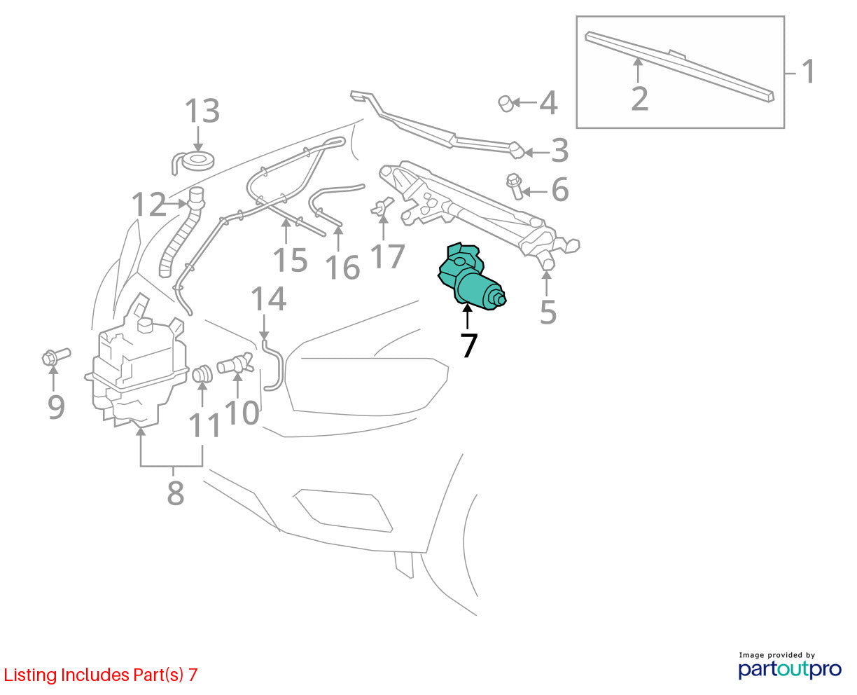 2008-2010 Toyota Highlander Windshield Wiper Motor and Linkage Assembly OEM