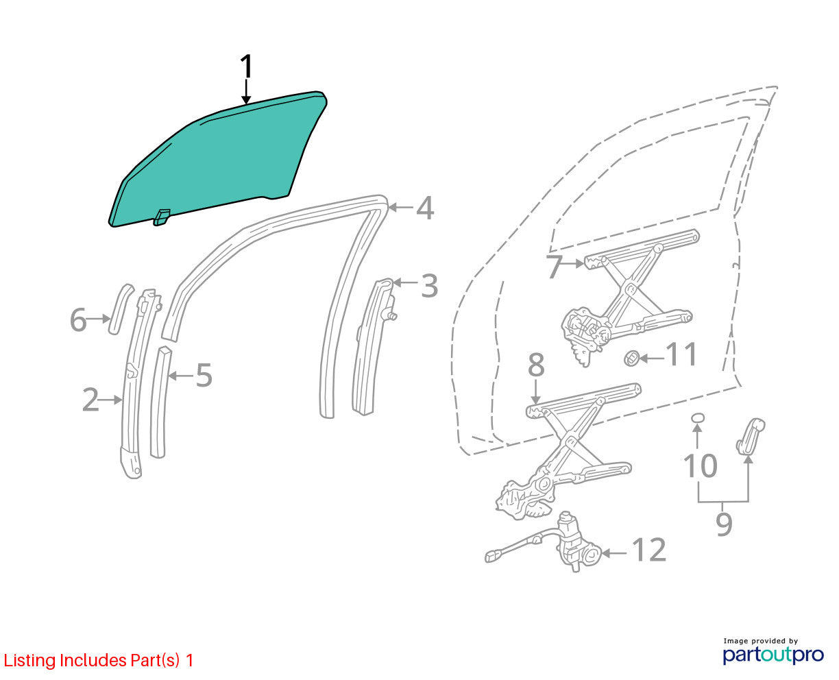 2000-2006 Toyota Tundra Left Front Window Door Glass OEM 68102-0C010