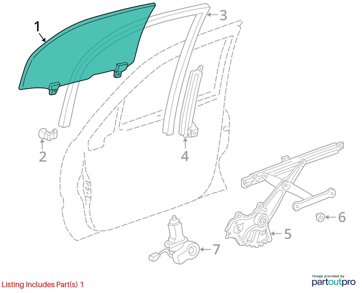 1998-2000 Lexus LX470 Right Front Door Window Glass OEM 68101-60241