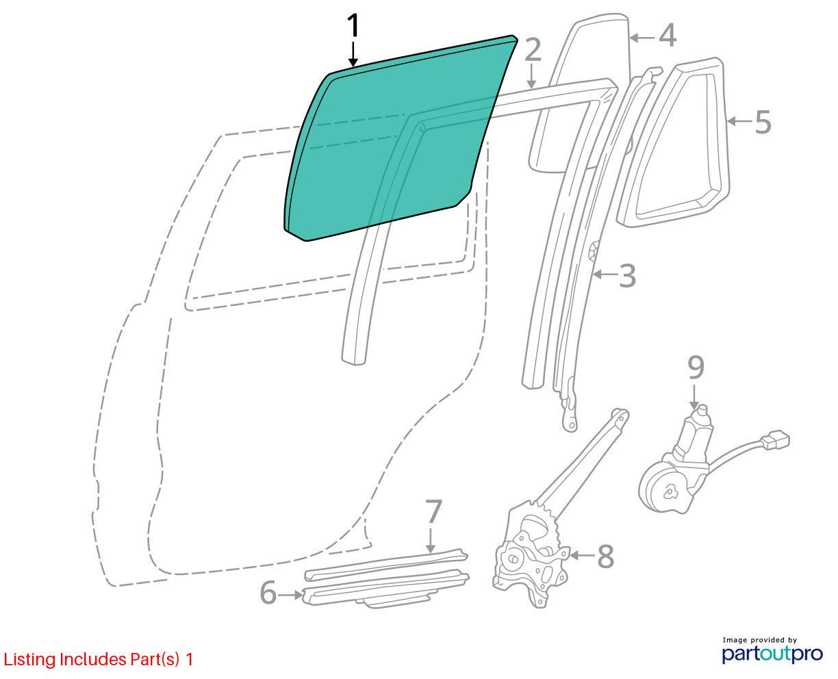 1998-2000 Lexus LX470 Left Rear Door Window Glass OEM 68113-60270