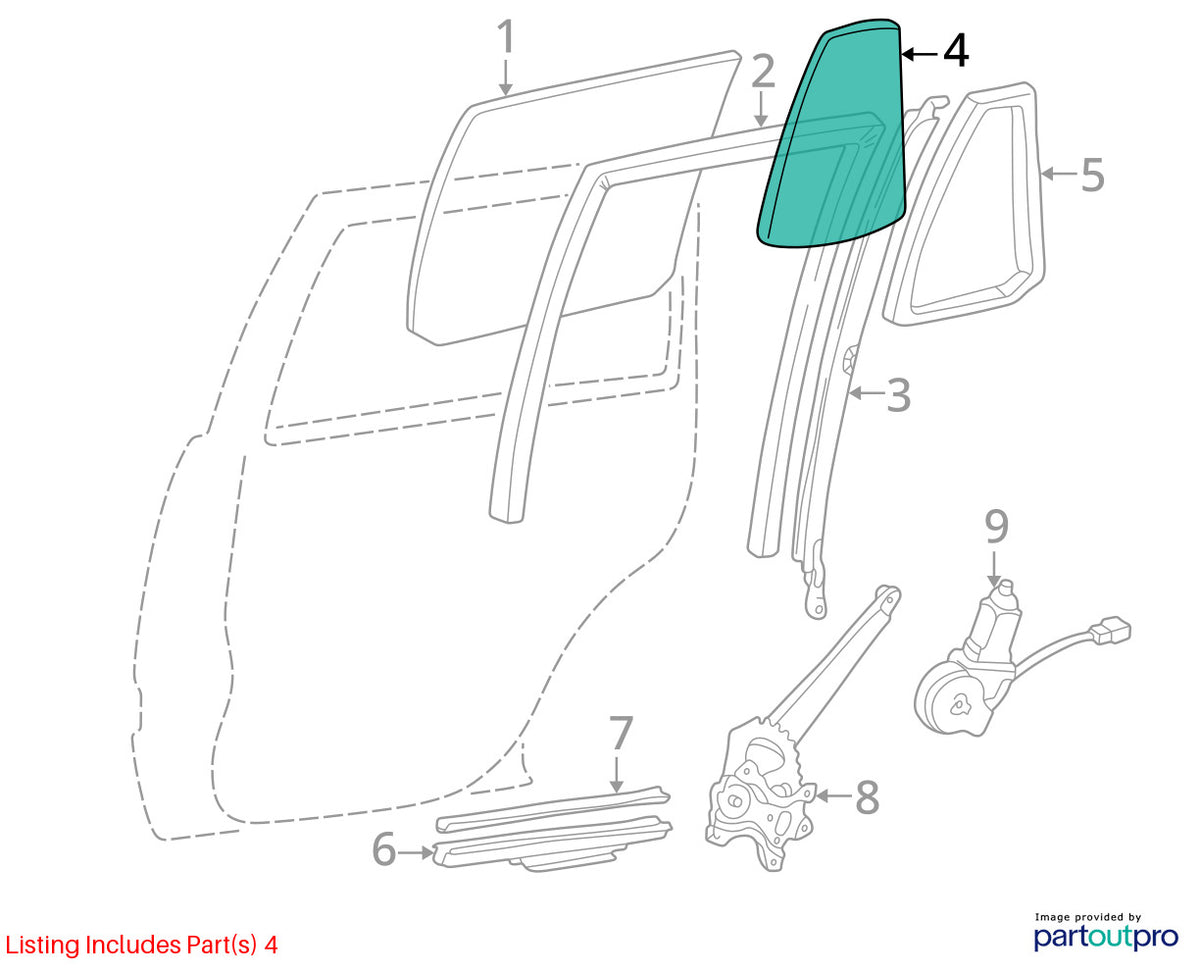 1998-2000 Lexus LX470 Rear Left Door Window Fixed Vent Glass OEM 68124-60181