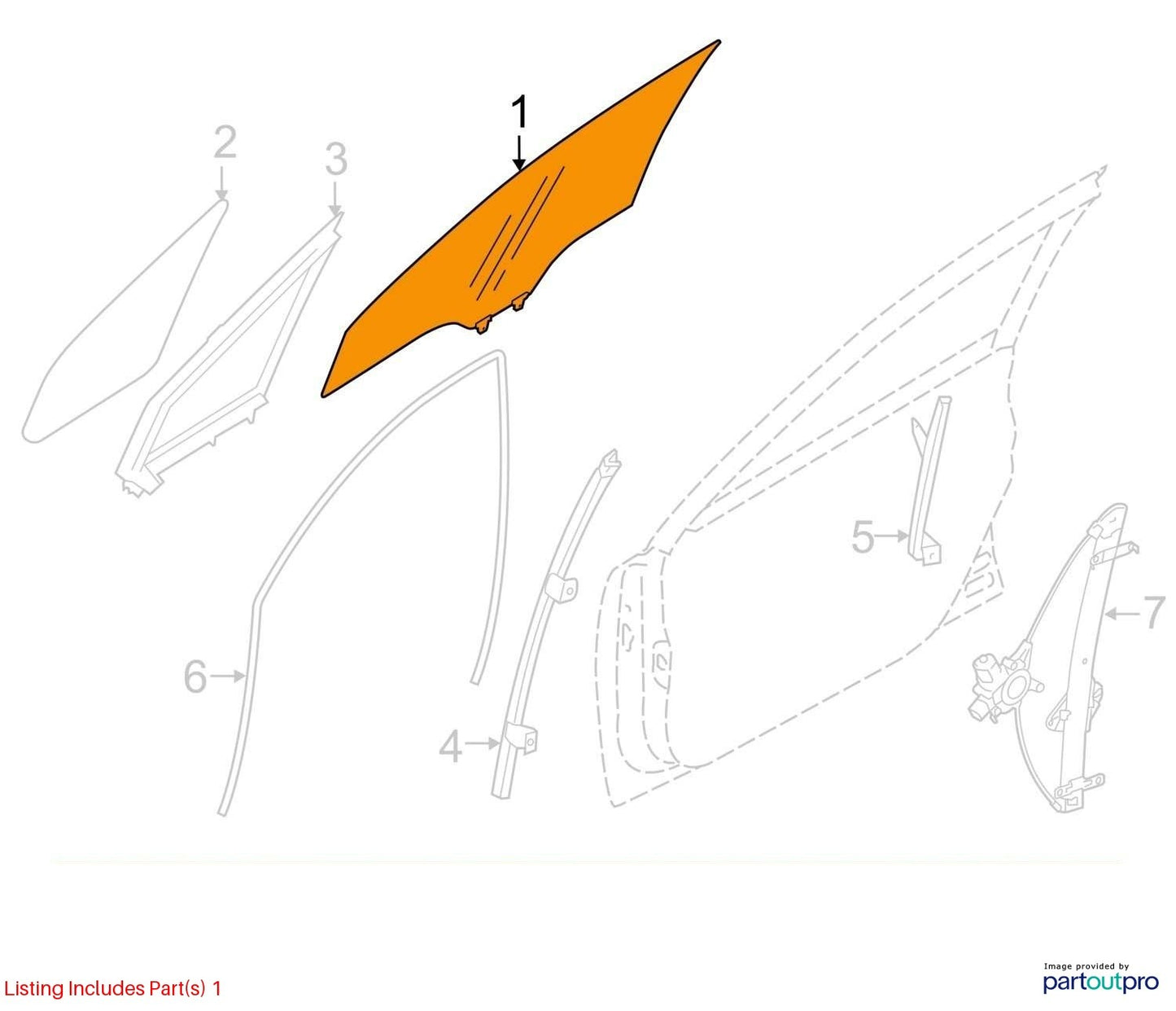 2015-2017 Subaru Outback Front Left Side Door Window Glass OEM
